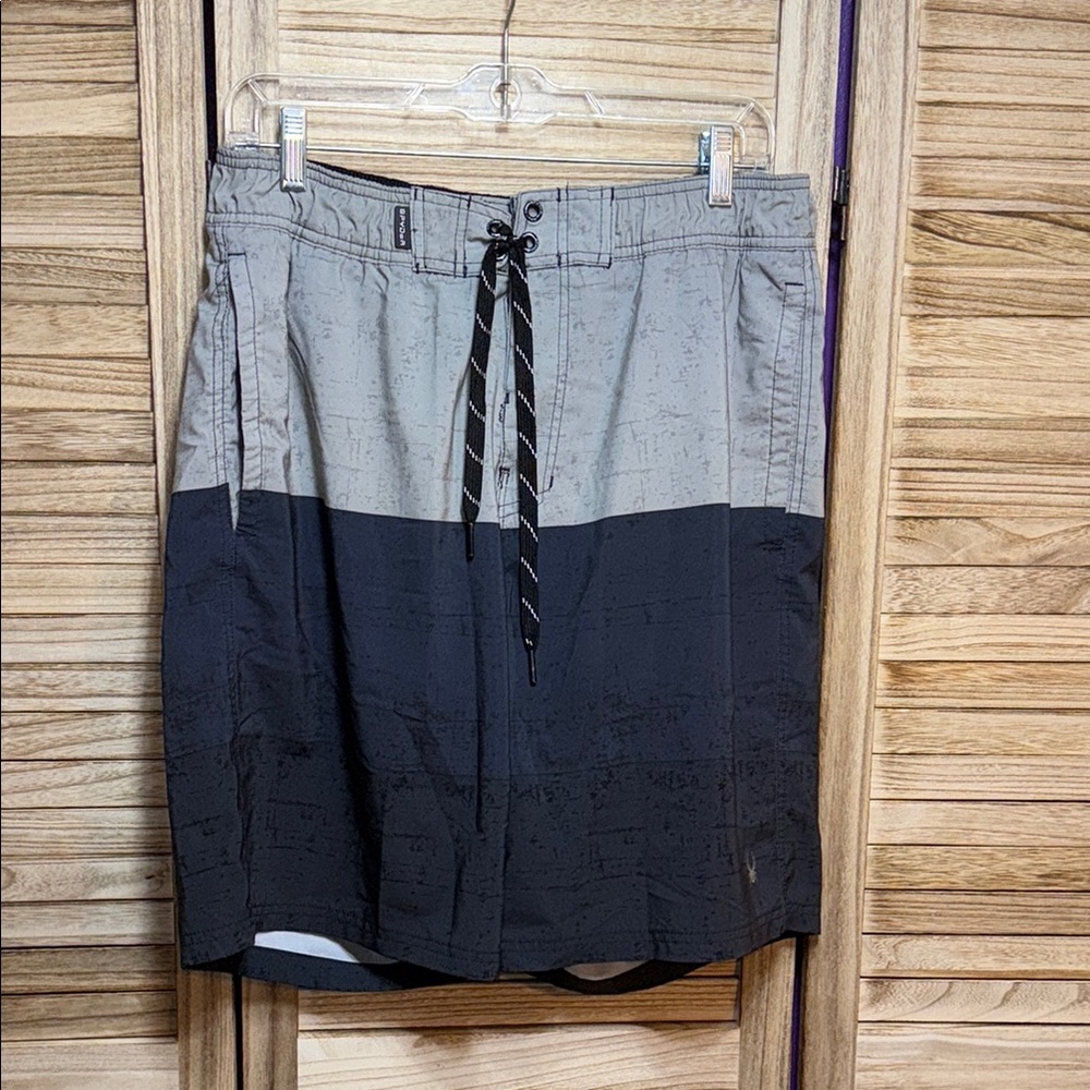 Spyder Black and Gray Athletic Board Swim Shorts Size L